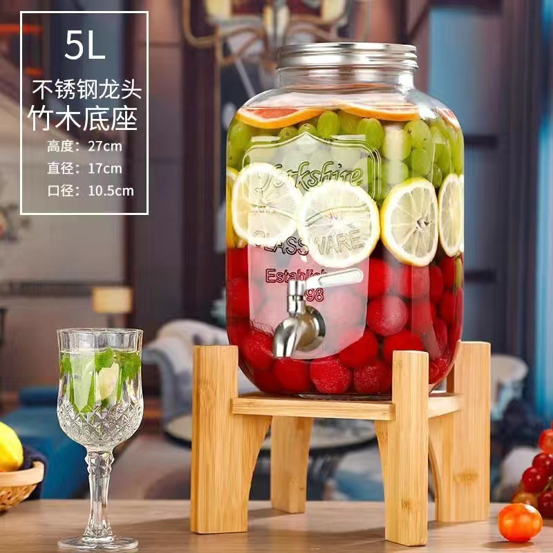 Celebridad de Internet de gran capacidad de vidrio comercial fruta barril de coque Fábrica directa jugo tarro enzima barril bebida barril con grifo