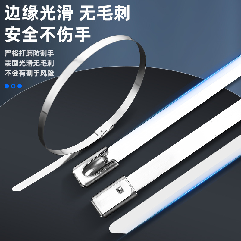 Barra de acero inoxidable tipo autobloqueo de bola de acero inoxidable 201 material acero inoxidable 4,6*200mm bridas de puente de cable de metal