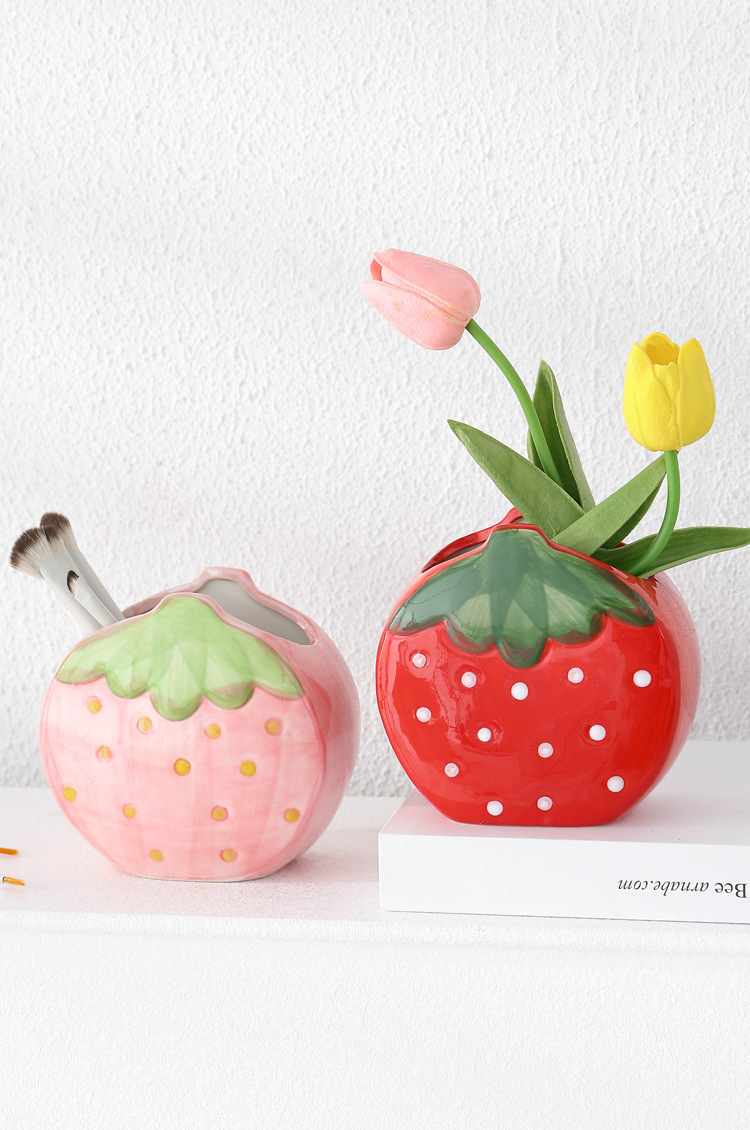 360g Weight Pen Holder Stationery Type 1 Piece Strawberry Learning Ceramics Cute Pen Holder