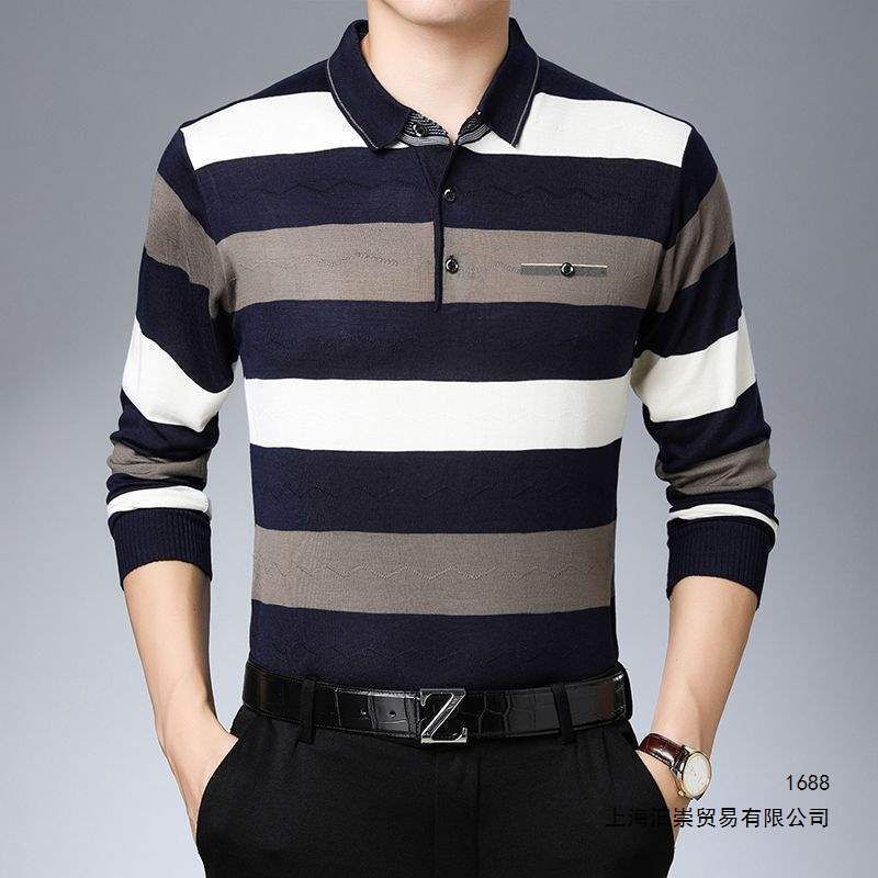 Dad's Summer Ice Silk Thin Long-Sleeve T-Shirt for Men, Middle-Aged and Elderly, with Real Pockets, Polo Shirt for Grandpa, Spring and Autumn Style