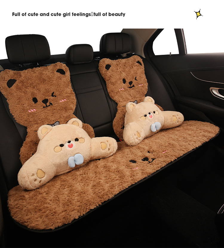 Winter Plush Cartoon Car Seat Cushion for Car Use to Keep Warm and Cold, Special Seat Cushion with Cute Little Waist, Non-Slip and Free of Binding