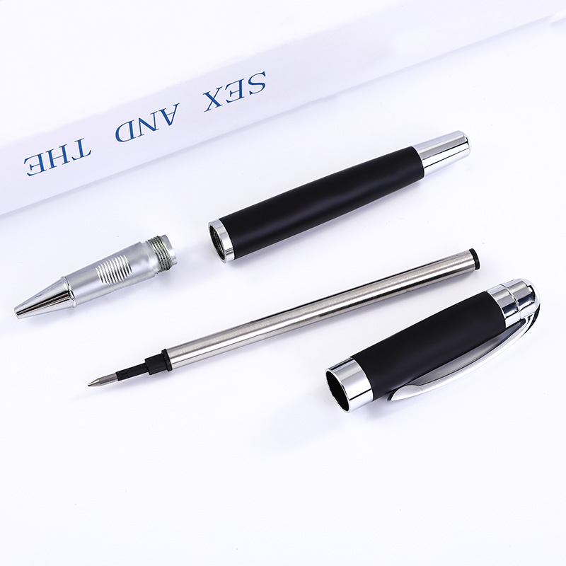 Negro esmerilado metal firma pluma regalo de negocios Conferencia publicidad bolígrafo impresión LOGO gel pluma letras