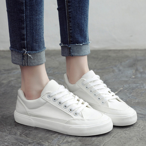  Winter New Trendy Matchable Casual Men's Shoes Low-Top Sneaker Canvas White Fashion Shoes White Shoes