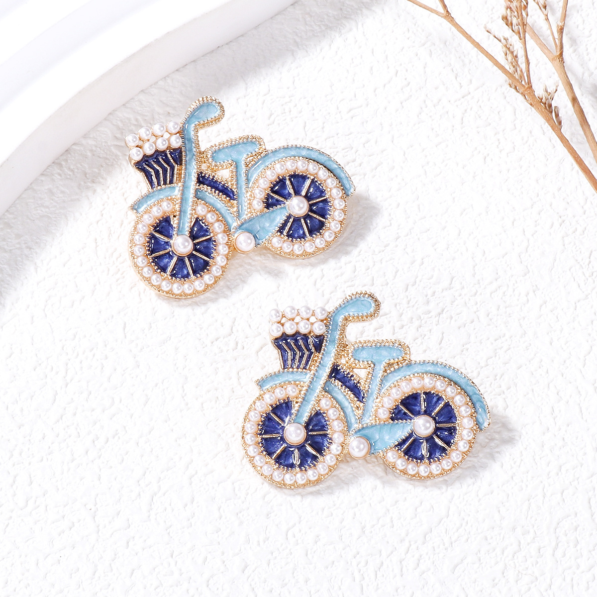 Cute Sweet Bicycle Alloy Artificial Pearls Women's Ear Studs 1 Pair display picture 16