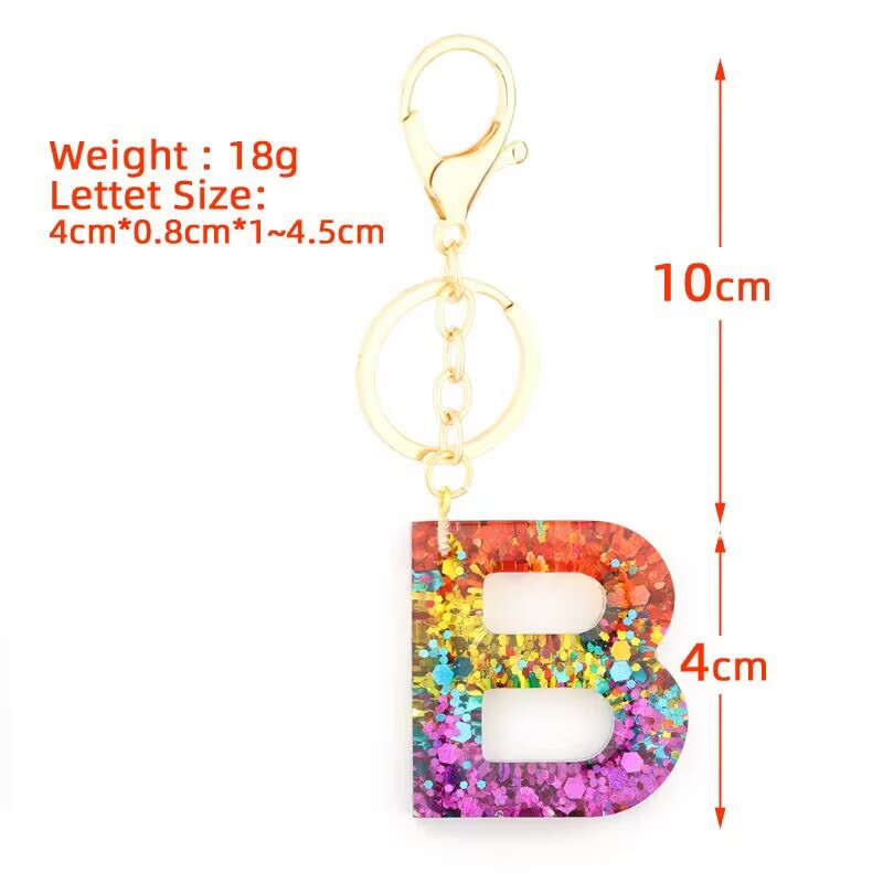 28g Weight Keychain Classification Retro Letter Resin Women's Keychain
