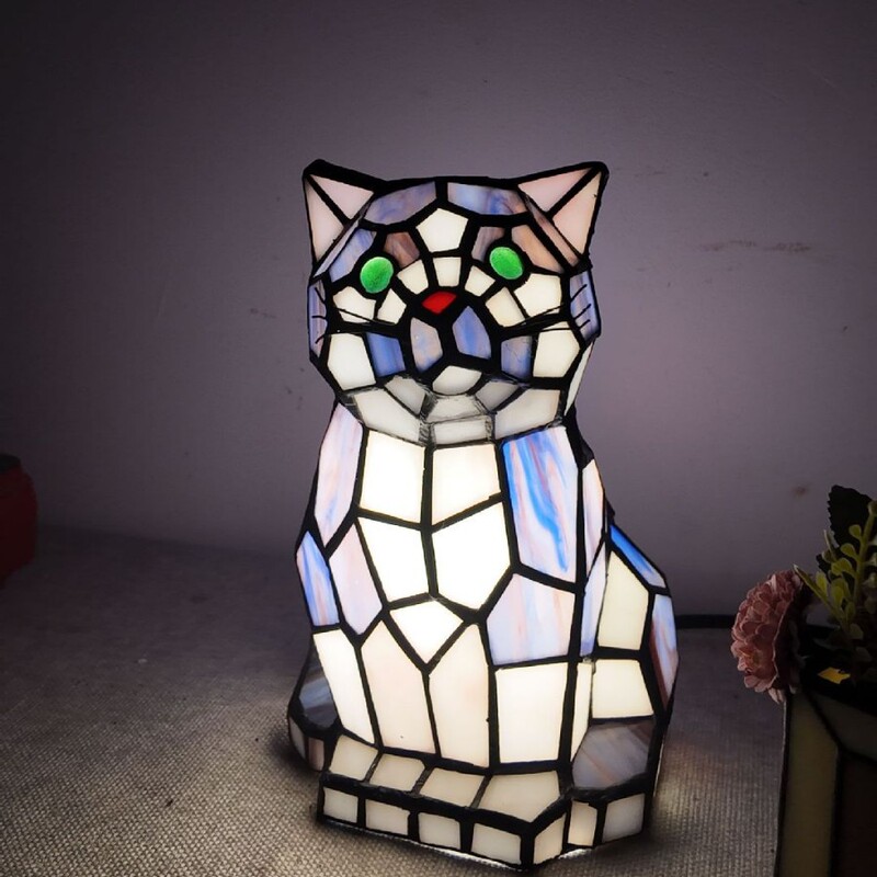 Foreign Trade Cross-Border Tiffany Cat Lamp Table Lamp Decorative Night Light Crafts Vintage Gift Creative Glass Foreign Trade Cross-Border Tiffany Cat Lamp Table Lamp Decorative Night Light Crafts Vintage Gift Creative Glass