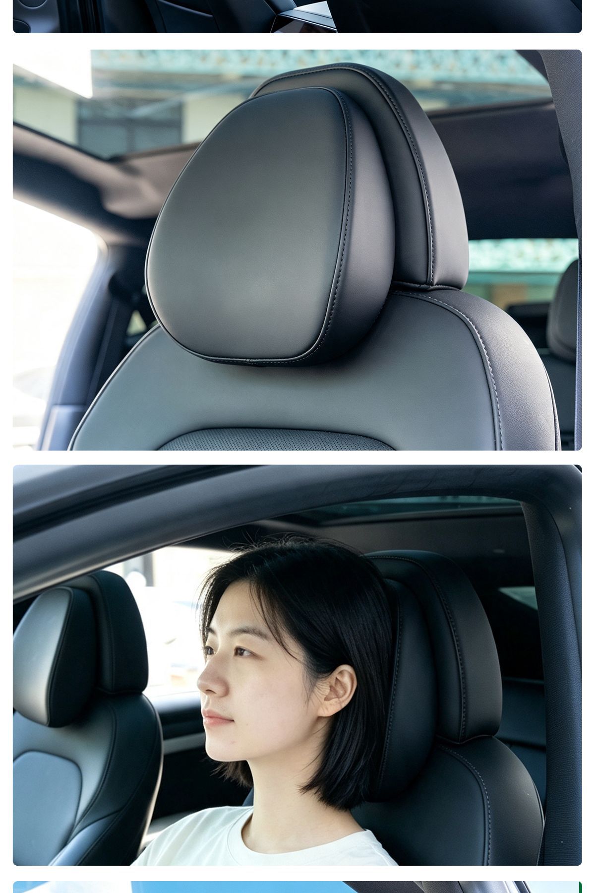 Tesla-specific car headrest, Nappa leather neck pillow, car seat cushion, car modification accessory, original car adjustment, soft pillow