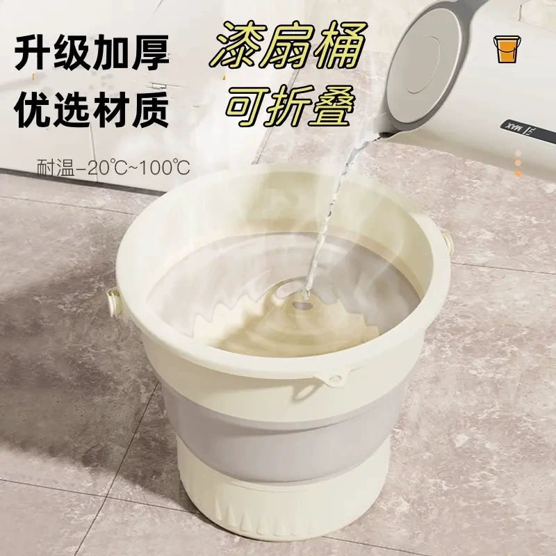 Handheld foldable big plastic bucket for home use for laundry, increased thickness
