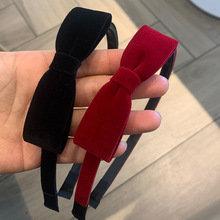 韩国版～侧边立体蝴蝶结百搭秋冬植绒发箍气质少女感发饰头箍发卡