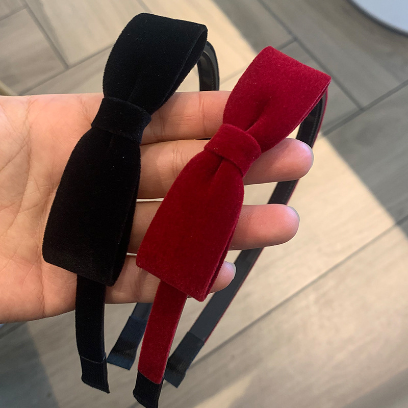 韩国版～侧边立体蝴蝶结百搭秋冬植绒发箍气质少女感发饰头箍发卡