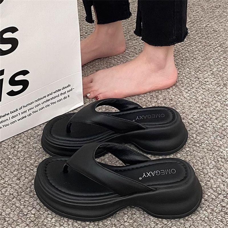 MGG moda zapatillas de soleas gruesas de verano para mujeres sandalias antideslizantes EVA de altura zapatillas de playa para mujeres