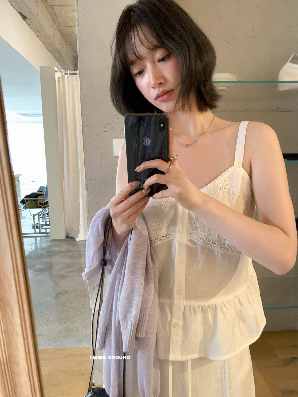 Set váy hai dây và chân váy maxi linen phong cách Hàn Quốc — Sling trắng, Trắng nửa váy chi tiết 10