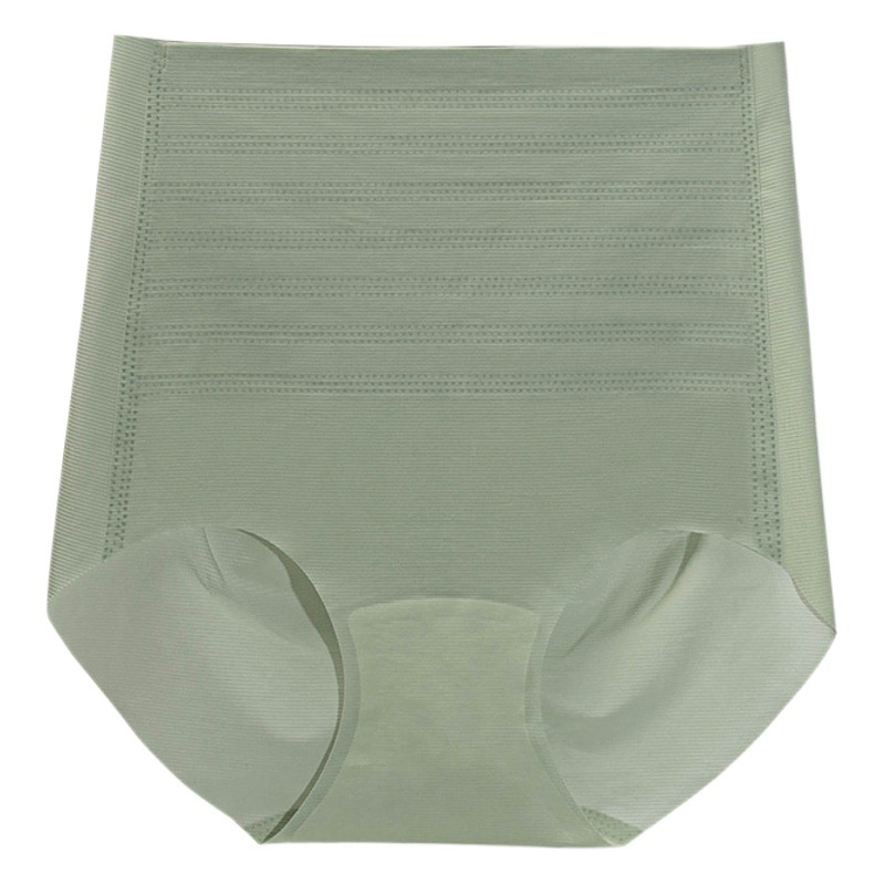 Ropa interior de contracción del vientre de cintura alta elevación de la cadera de las mujeres sin costura de algodón puro entrepierna antibacteriana más tamaño de seda de hielo transpirable verano calzoncillos delgados