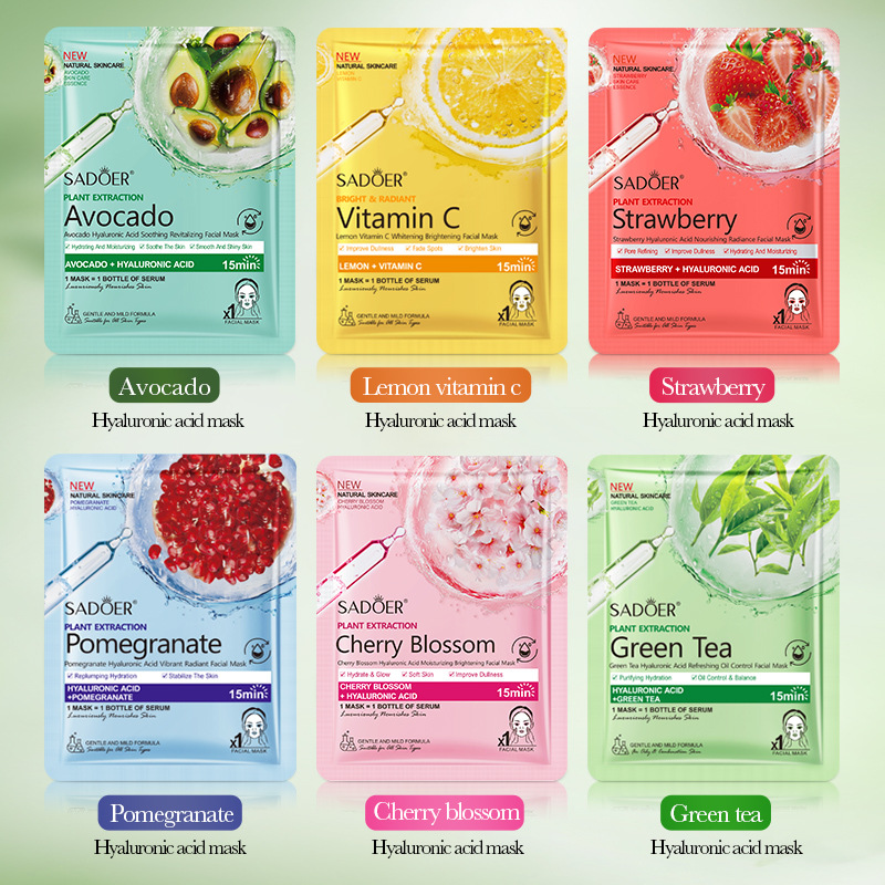 Cross-border SADOER Avocado Hyaluronic Acid Mask - Hydrating, Moisturizing, Soothing, Brightening Fruit Mask - Wholesale for Foreign Trade