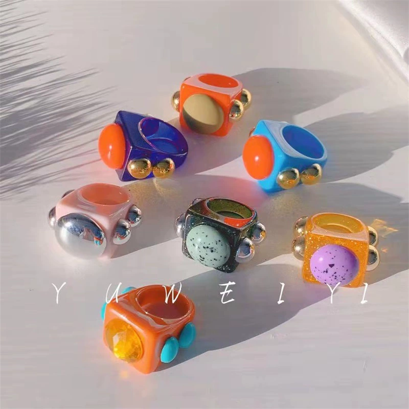 South Korean acrylic metal goods, square ring, 2021 collection