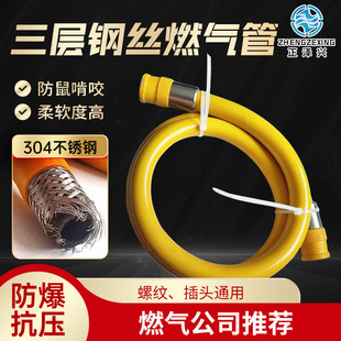 2024 New National Standard 44017-2024 Three-Layer Steel Wire Double Plug Single Plug Metal Covered with Braided Gas Pipe Liquefied Gas