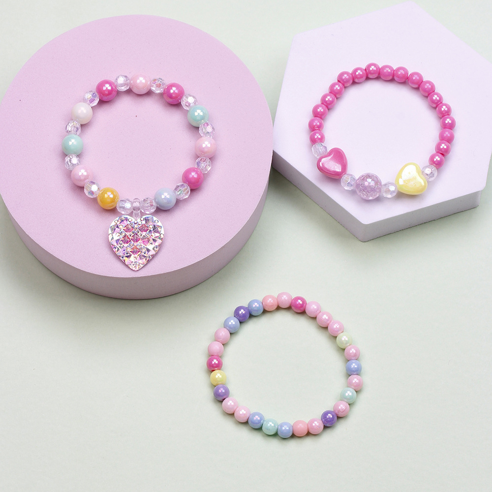 Simple Style Heart Shape Flower Plastic Beaded Girl's Bracelets display picture 33