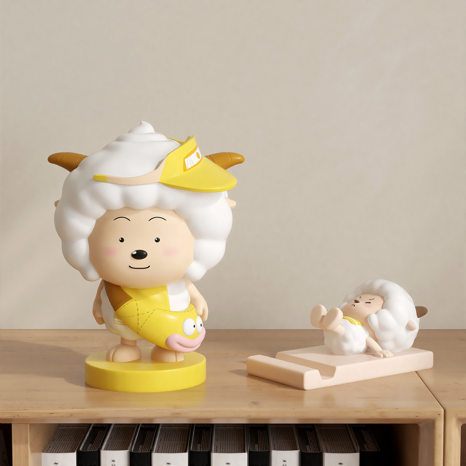 Authentic Pleasant Goat and Big Bad Wolf Desktop Decoration Ornaments Cartoon Creative Lazy Goat Mobile Phone Tablet Holder Universal