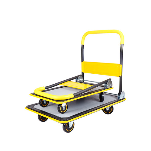 Small trolley, folding transport truck, home office push-pull trailer, four-wheel silent flatbed truck, express delivery