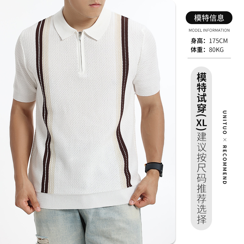 2026 verano nuevo hombre hielo camiseta de punto polo de manga corta estriada ligera de negocios camiseta de alto nivel hombre image 8