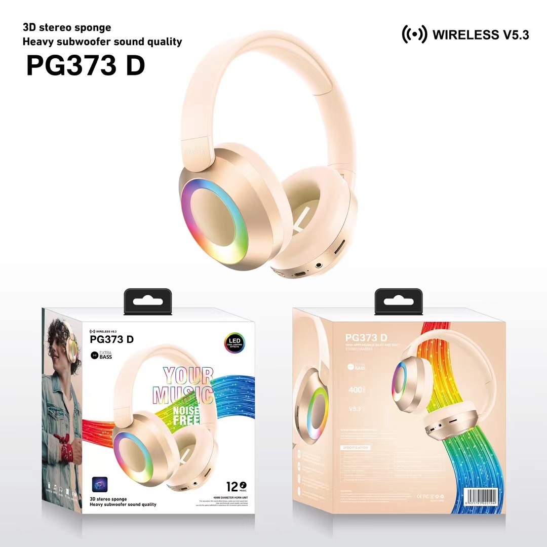 comercio exterior nuevo PG373D auriculares bluetooth de alta calidad lámpara RGB estereoscópica esponja auriculares fábrica al por mayor