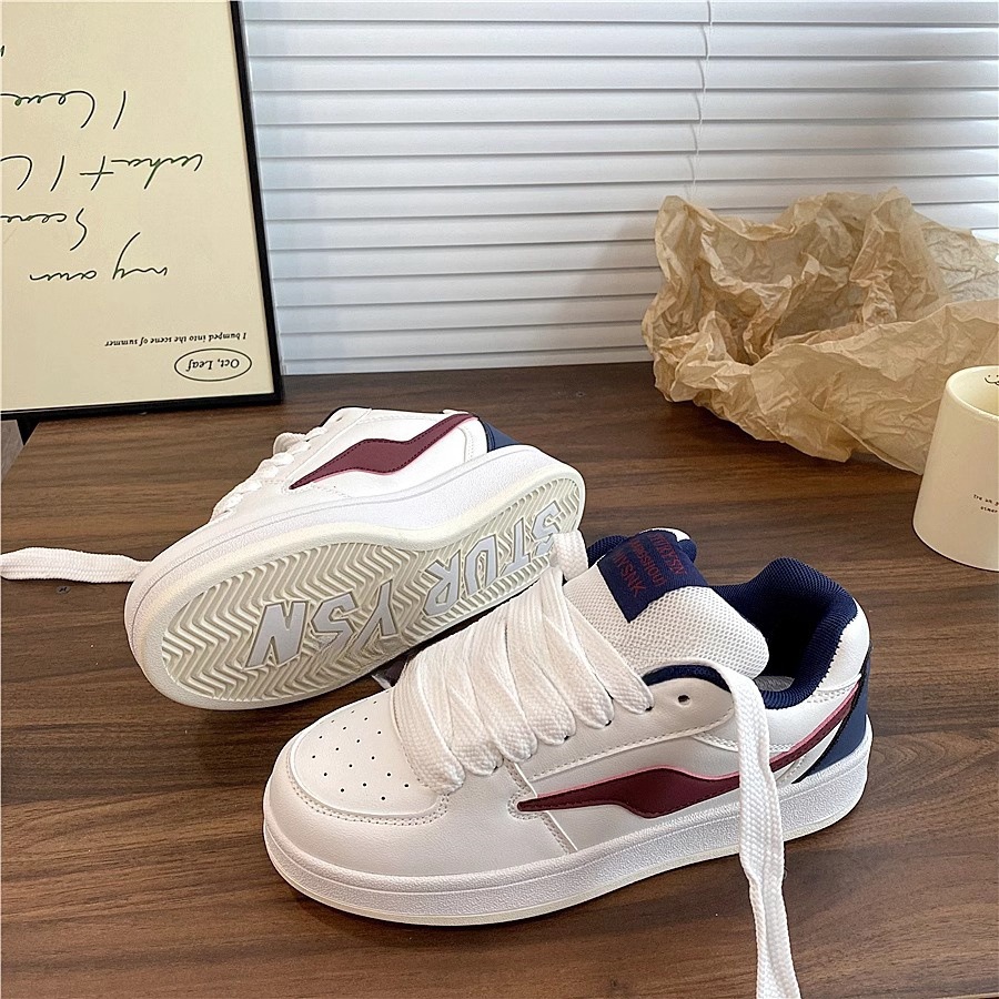 Burgundy retro brand sneakers