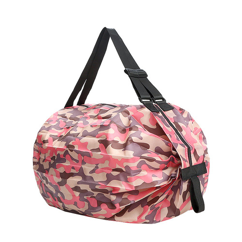Japanese single shoulder 210D Oxford cloth portable environmentally friendly large-capacity neutral storage bag printed accordion folding shopping bag