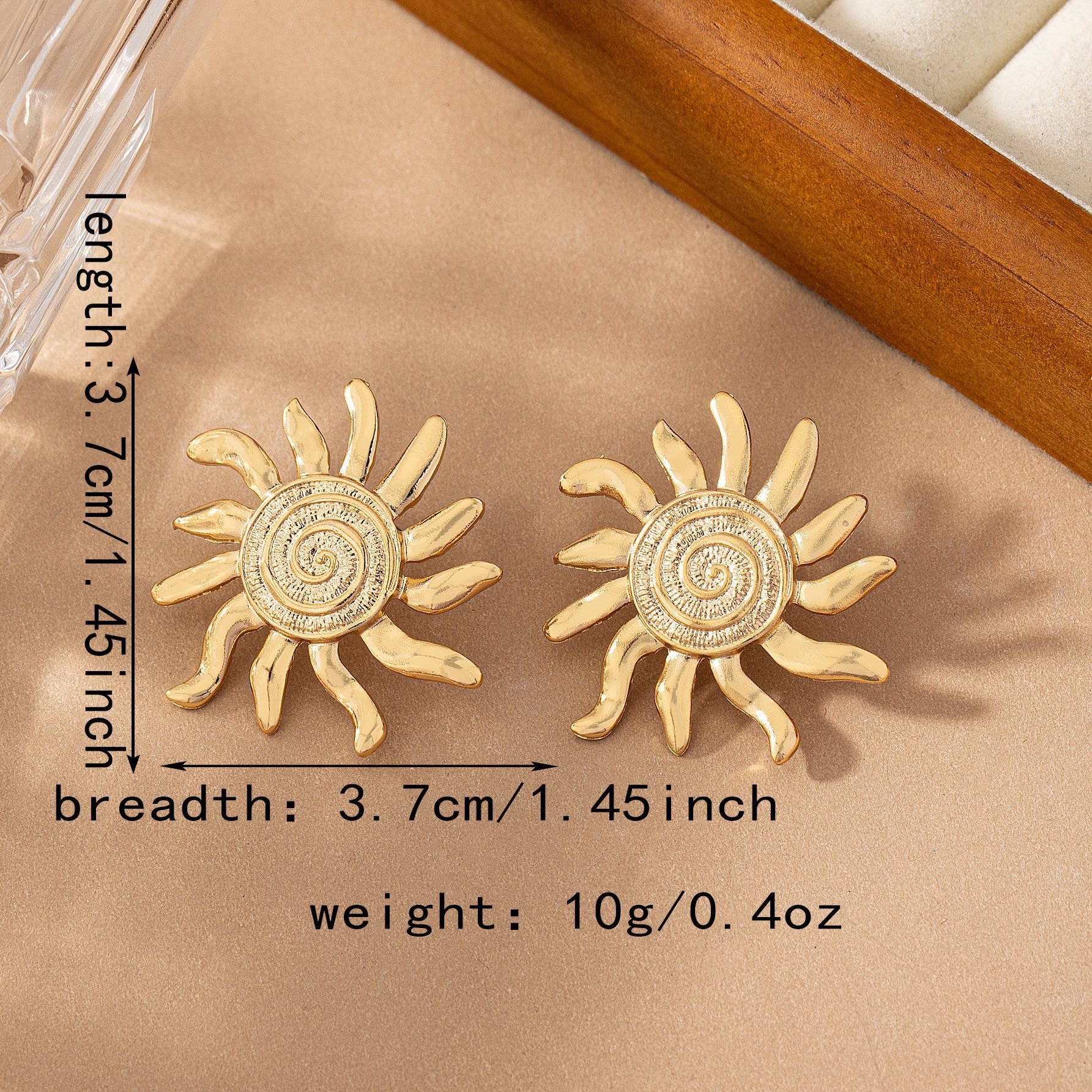 13g Weight Alloy Ear Needle Material 1 Pair Elegant Sun Alloy Metal Women's Ear Studs