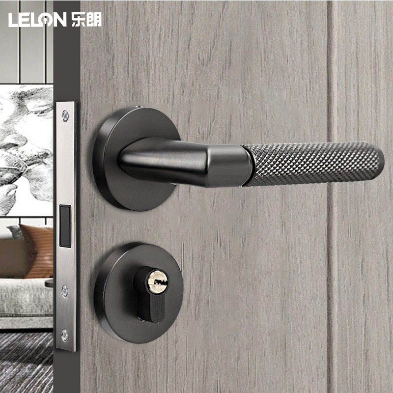 Cerradura de puerta de madera personalizada Cerradura de puerta de habitación negra Cerradura de mano Cerradura de mano Dormitorio Moderna y simple Nueva cerradura silenciosa