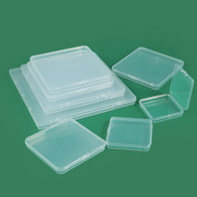 桌面收纳盒正方形塑料盒透明防尘收纳盒便携化妆品粉扑分装盒跨境