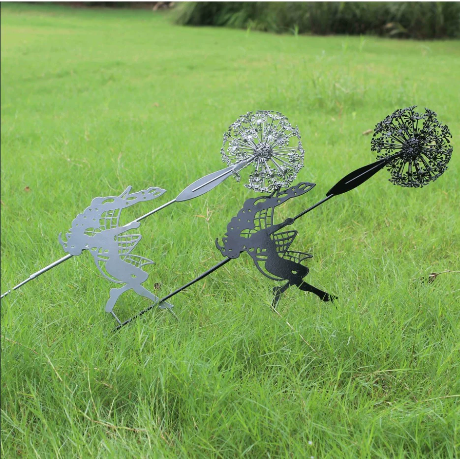 Amazon Cross-border Flower Fairy Elf and Dandelion Dance Robin White Elves Sculpture Metal Crafts