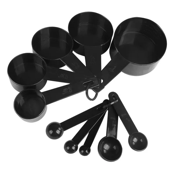 Popular Cross-Border Black Measuring Spoon 10Pc Spoon Set Baking Measuring Cup Measuring Spoon Milk Powder Spoon Plastic Baking Tool