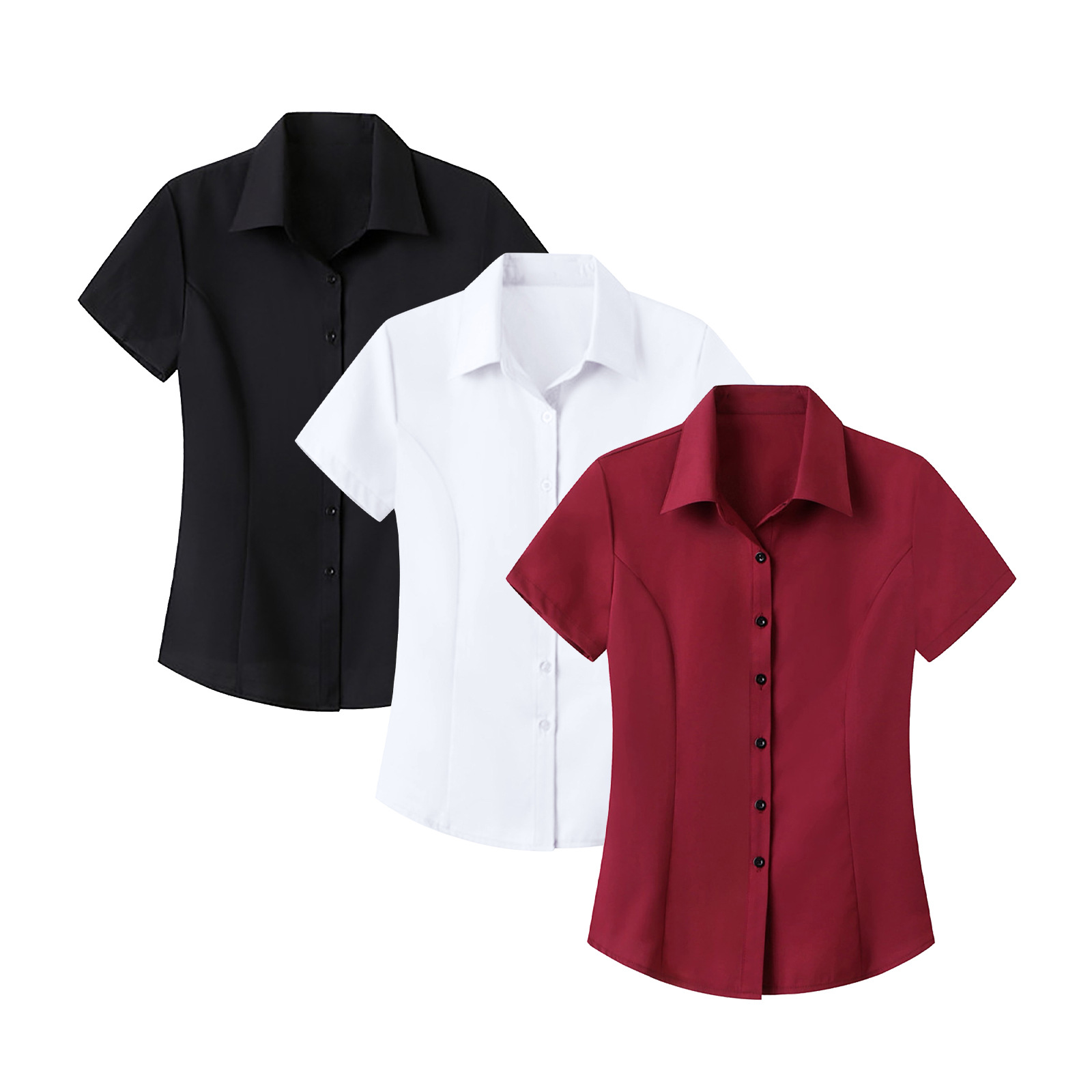 New High-End Poio Collar Anti-Wrinkle Professional Interview Formal Wear Ready-To-Wear No-Iron Short-Sleeved Shirt Women's Business Shirt
