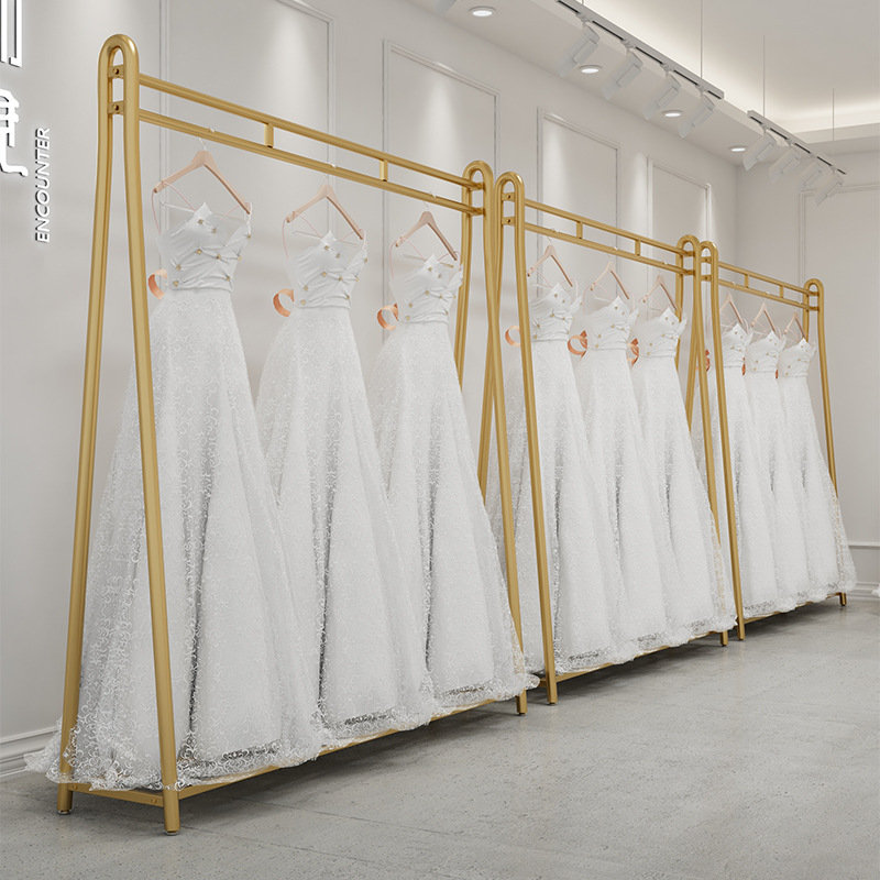 Wedding Dress Display Stand Floor Studio Special Suit Double-Layer Hanger Golden Studio Cheongsam Xiuhe Clothes Shelf