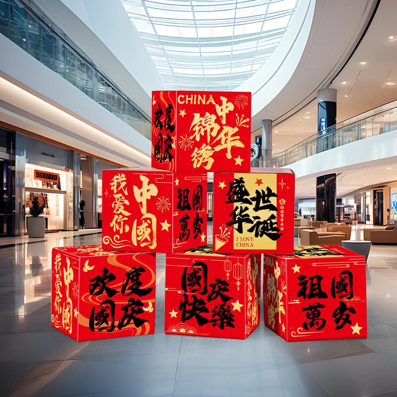 中秋国庆节装饰摆件店铺主题活动氛围商场布置拍照打卡堆头盒子|undefined