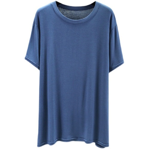 Men's Summer Thin Loose Plus Size Crew Neck T-Shirt for Outerwear Half-Sleeve Top, Suitable for 200 Pounds