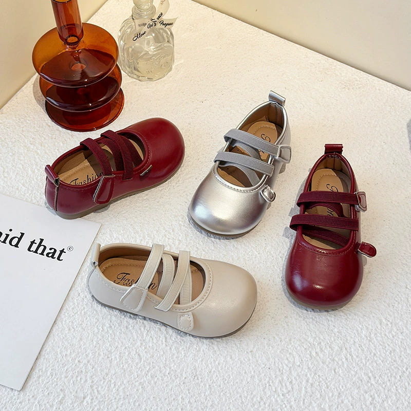 Children's demi-season shoes for leather shoes for princess for leisure, Korean style, soft sole