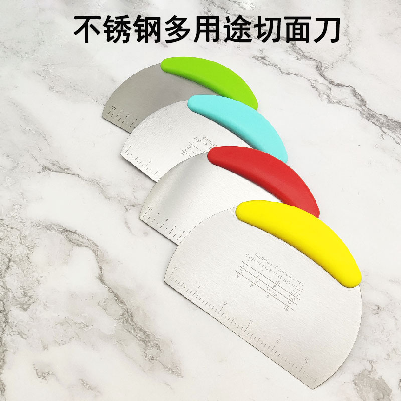 Stainless Steel Dough Scraper with Scale, Household Scraper, Cake Rolling Dough Baking Tool, Flour Scale with Precise Measurement
