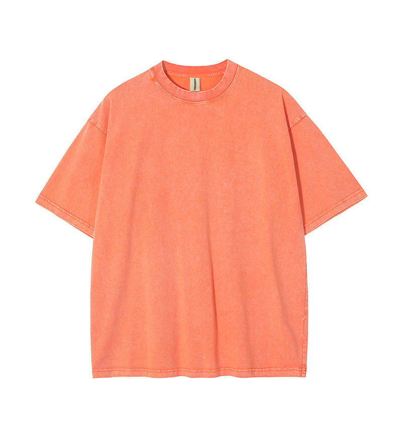 Transfronterizo europeo y americano pesado copo de nieve frito algodón retro lavado y viejo OVERSIZE camiseta de manga corta personalizada de marca de moda de bricolaje