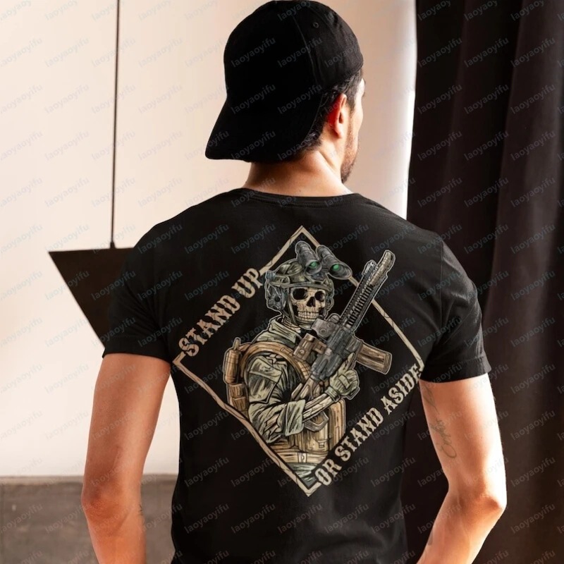 Stand up or Stand by Military Tactical Warrior Skeleton Shirt T-Shirt Gym Military Shirt Graphic T-Shirt Stand up or Stand by Military Tactical Warrior Skeleton Shirt T-Shirt Gym Military Shirt Graphic T-Shirt