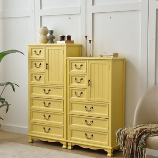 American Country Solid Wood Chest of Drawers Retro Drawer Cabinet Living Room Storage Drawer Cabinet Decorative Combination Storage New Product