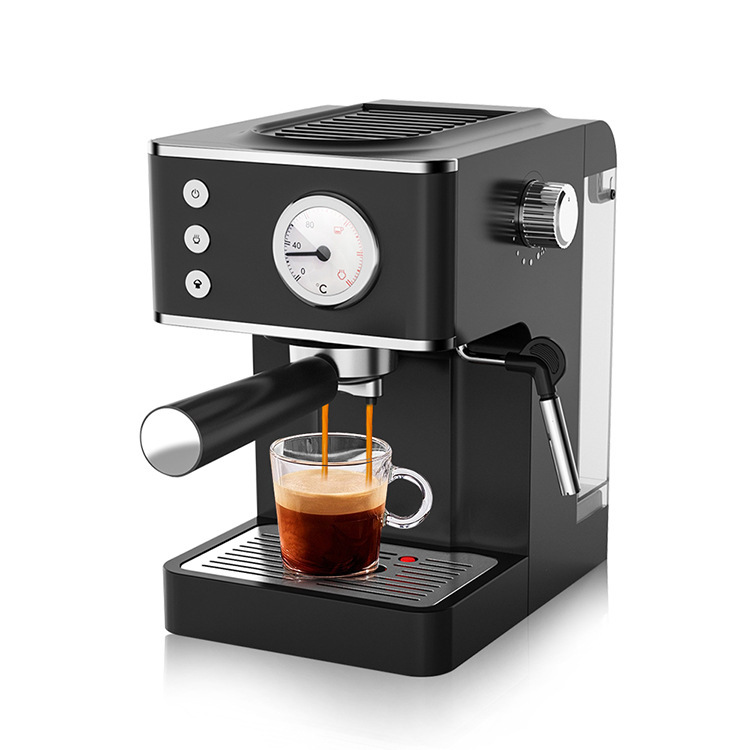 Italian-Style Semi-Automatic Pressure Coffee Machine for Home Use, Small Office Espresso Maker with Steam Milk Frother, Retro Style for Cross-Border Sales