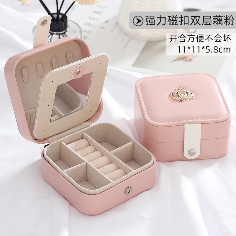 Simple Corea del Sur creativo viaje portátil caja de joyería pendientes de la joyería caja de almacenamiento de cuero pequeña bolsa de joyería al por mayor