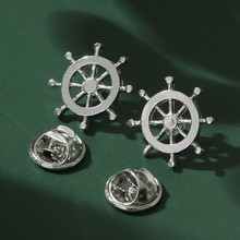 亚马逊热卖男士领口领针船舵小胸针 西装外套时尚个性纯金属胸针
