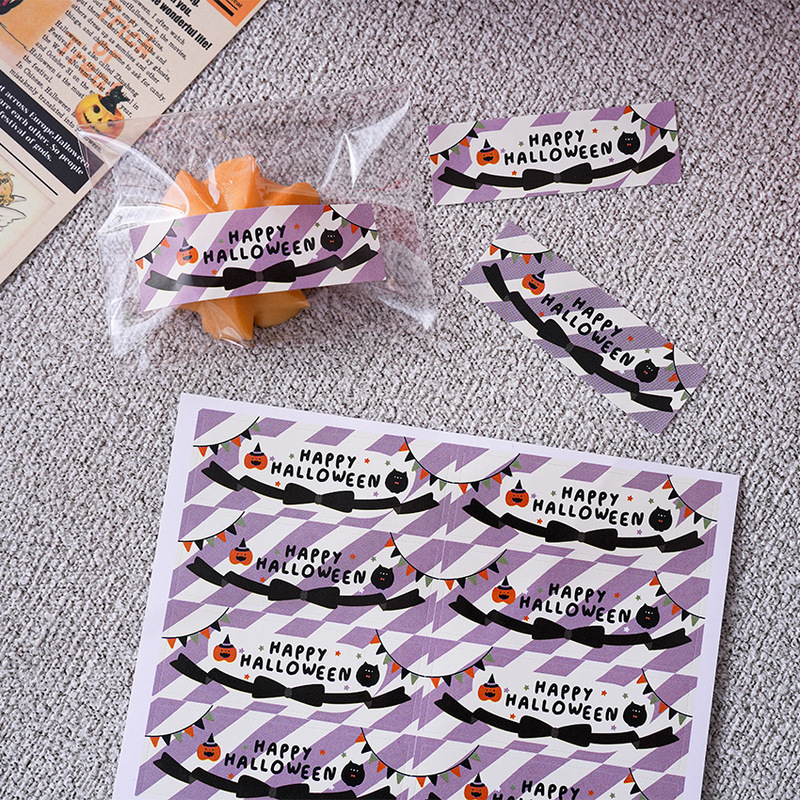 8枚价 跨境新款happy halloween 方形南瓜幽灵长条贴纸礼物封口贴|undefined