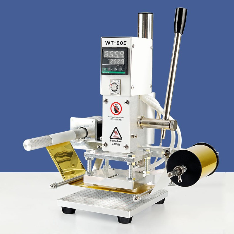 WT-90E小型压唛机自动烫金机手动烙印机皮革PU压痕LOGO打标压花机