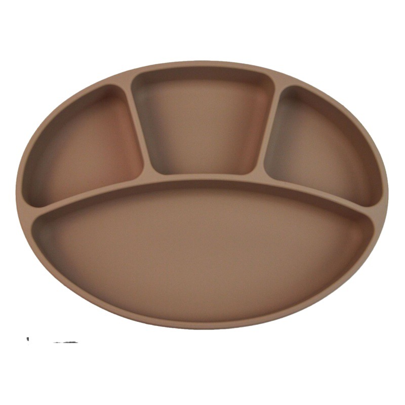 韓国ins子供シリカゲル分格吸盤食器赤ちゃん食器水煮消毒可能一体式補助食器