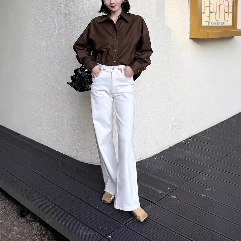 Pre-Sale of the New Spring/Summer Collection: Tailored Slim-Fit Straight-Leg Pants, Stretch White Jeans, Long Pants Pre-Sale of the New Spring/Summer Collection: Tailored Slim-Fit Straight-Leg Pants, Stretch White Jeans, Long Pants