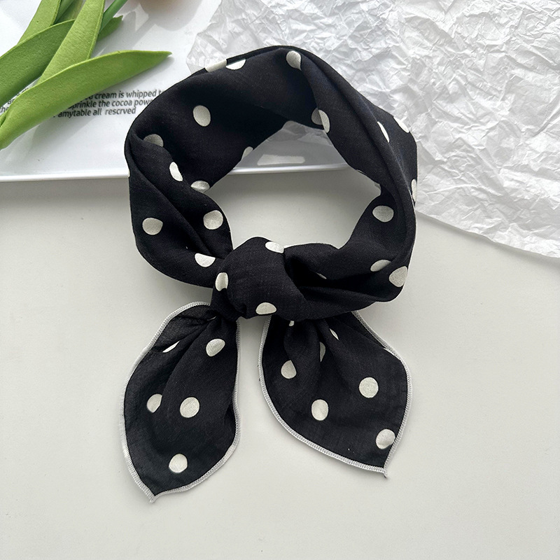 Algodón y lino pequeña bufanda cuadrada para mujeres primavera y verano nuevo estilo coreano fresco temperamento floral cuello protección pequeña bufanda de la banda de pelo bufanda