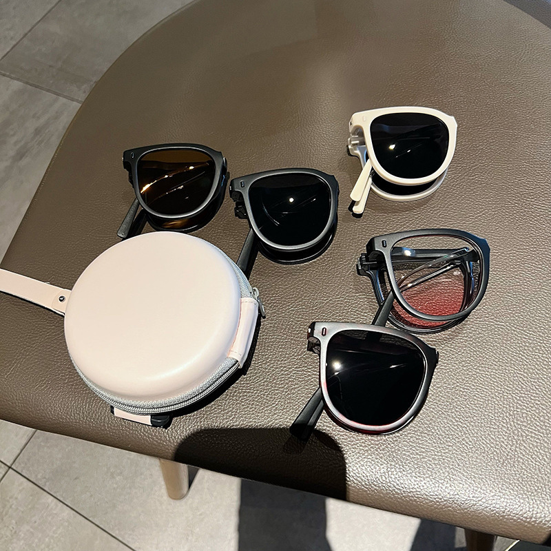 Adult Folding sunglasses men's summer UV-proof glasses women's Korean-style UV-proof sunglasses storage